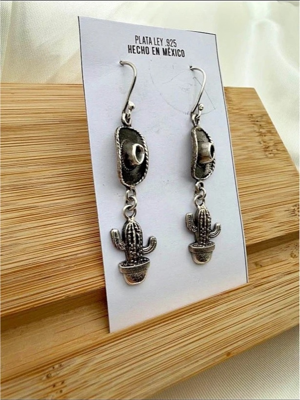 Black & Silver Cactus Drop Earrings